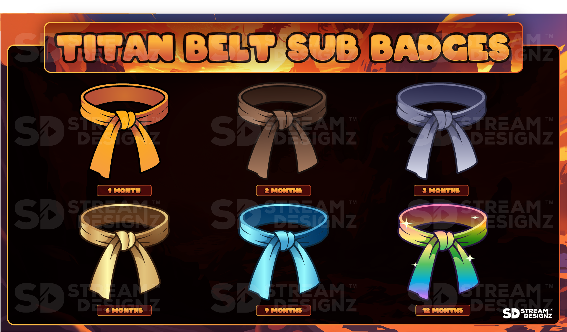 6 pack sub badges preview image titan belt stream designz