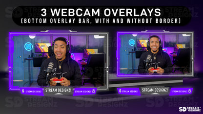 stream overlay package 3 webcam overlays ultraviolet stream designz