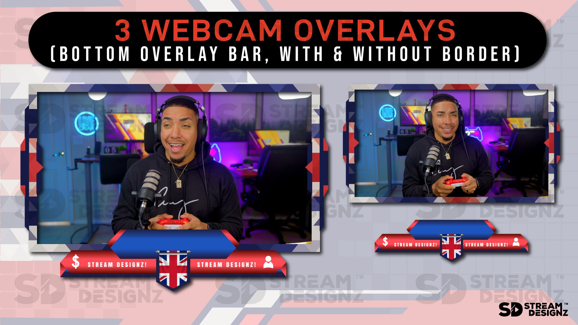 stream overlay package 3 webcam overlays union jack stream designz