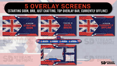stream overlay package 5 overlay screens union jack stream designz