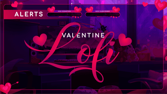 Animated stream alerts thumbnail valentine lofi stream designz