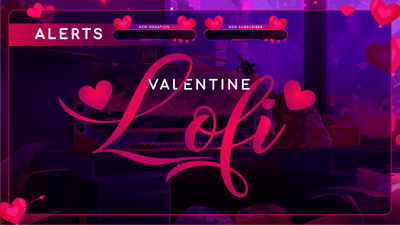 Animated stream alerts thumbnail valentine lofi stream designz