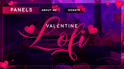 Twitch panels thumbnail valentine lofi stream designz