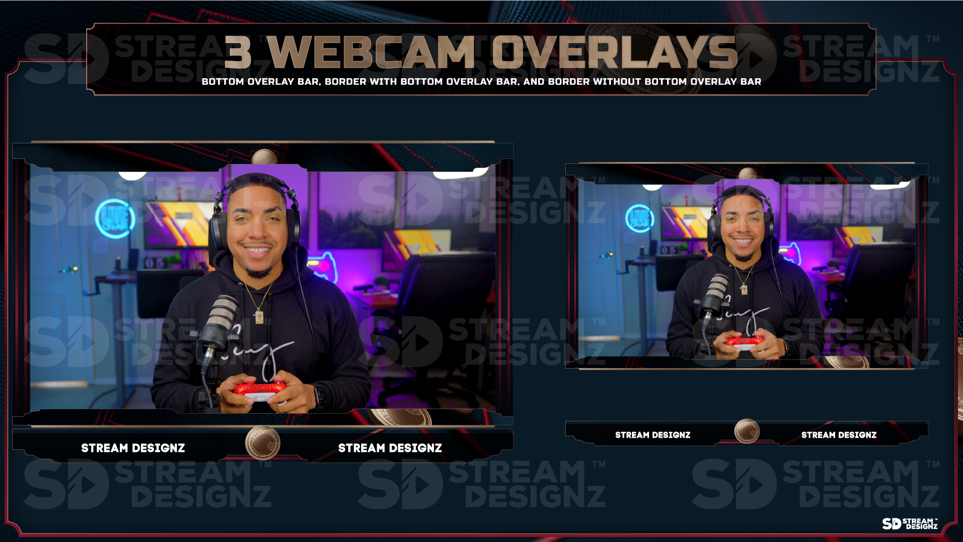 stream overlay package 3 webcam overlays valor stream designz