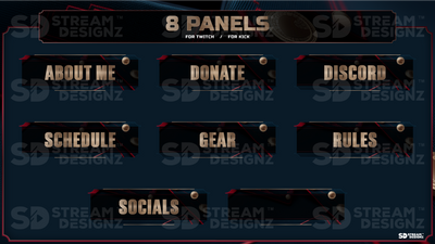 stream overlay package 8 panels valor stream designz