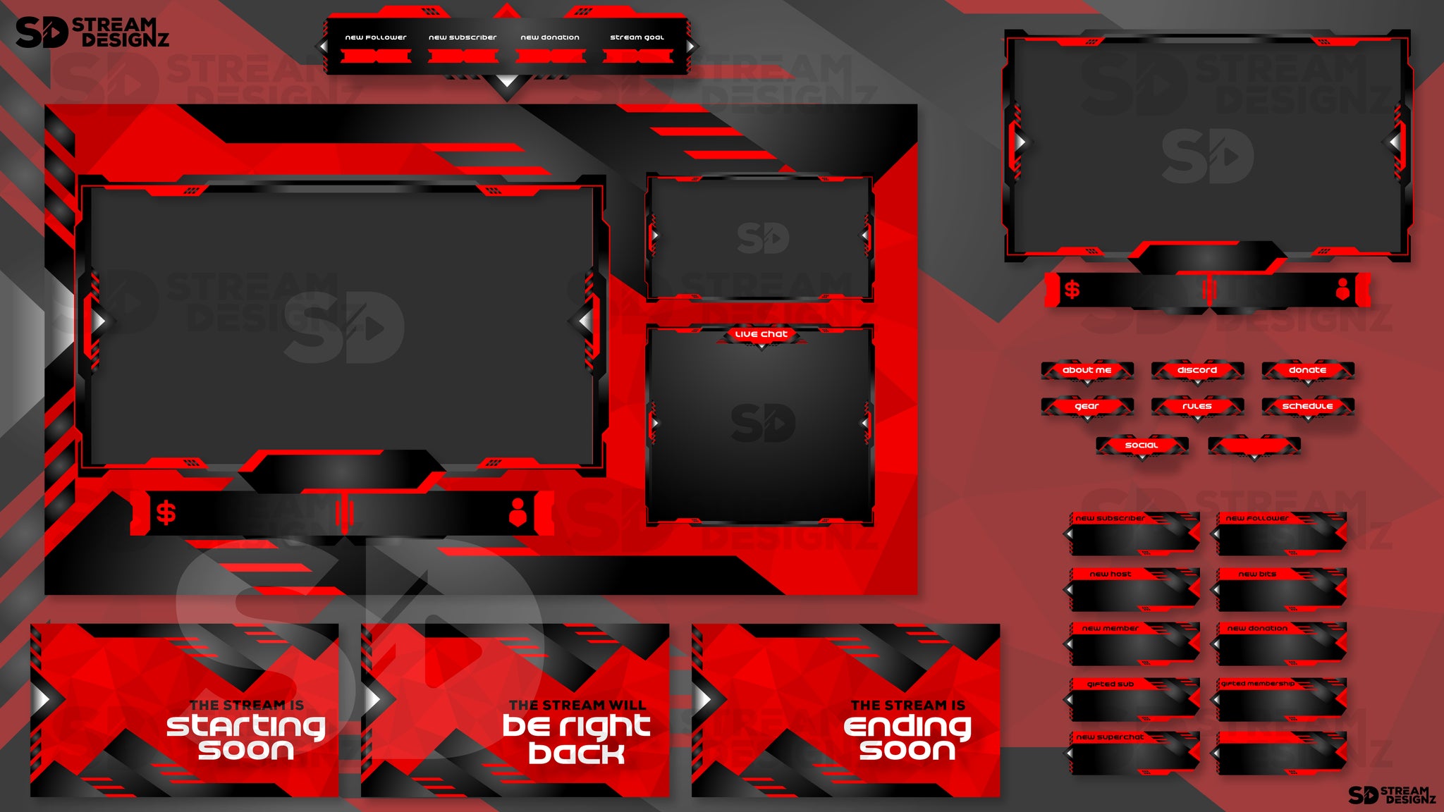 Animated Stream Overlay Package - Velocity | Stream Designz