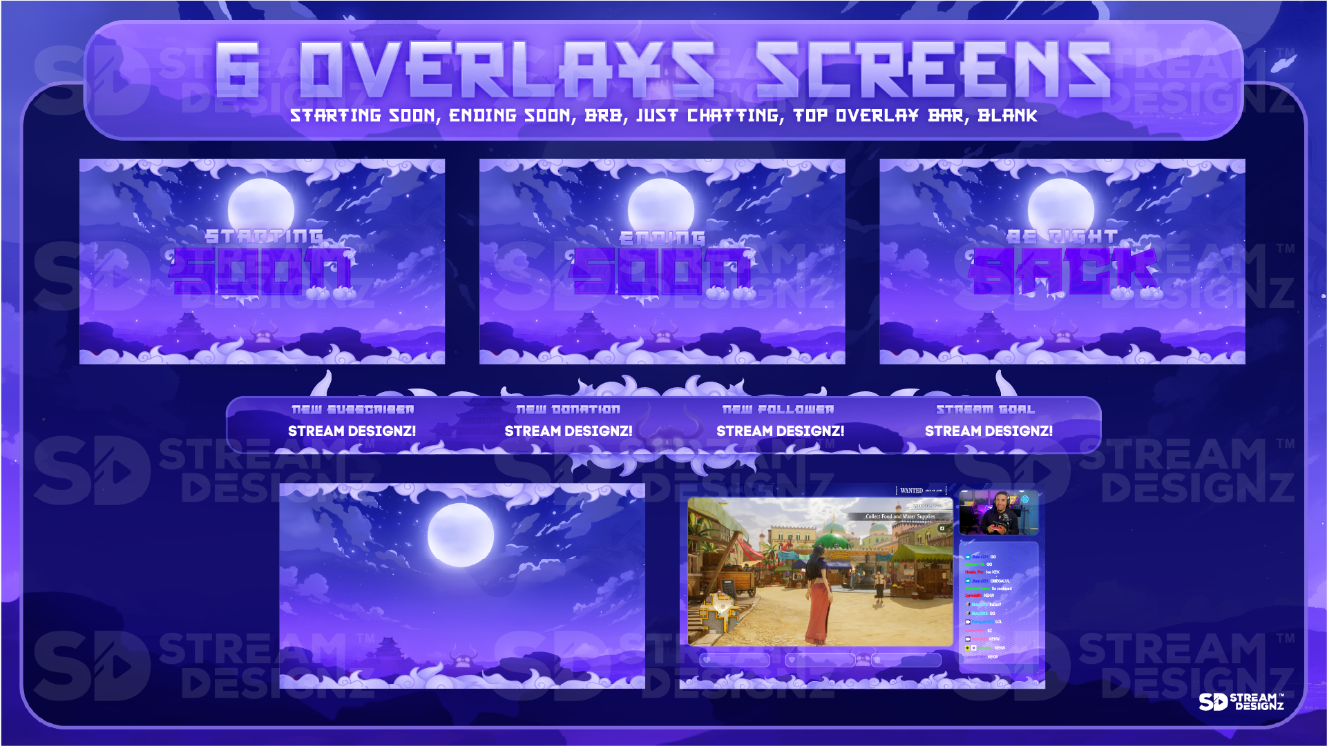 stream overlay package 6 overlay screens voyager stream designz
