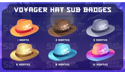 6 pack sub badges preview image voyager hat stream designz
