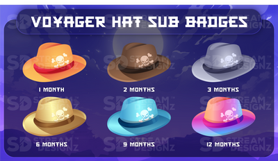 6 pack sub badges preview image voyager hat stream designz