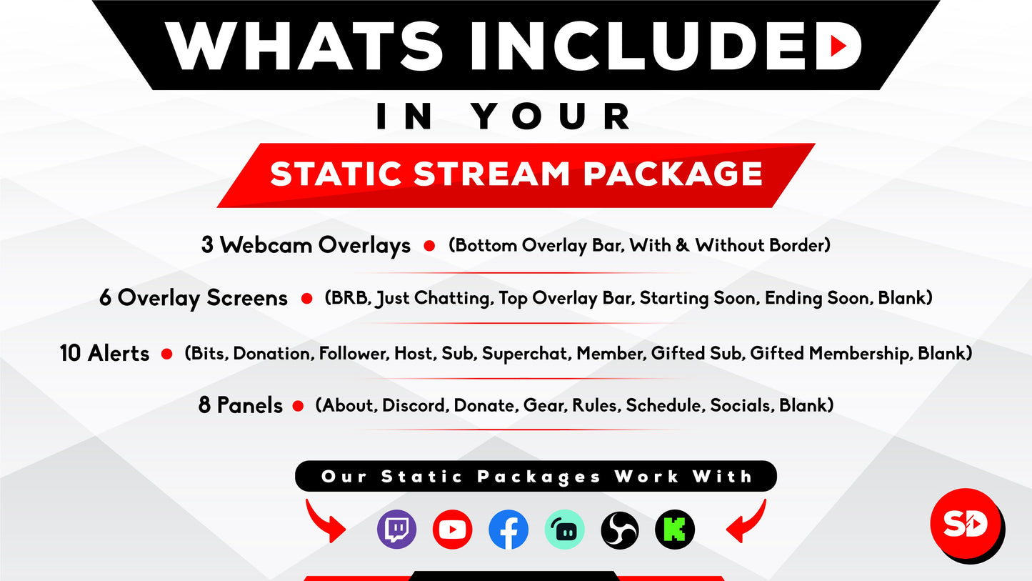 whats included in your static stream package - slate - stream designz