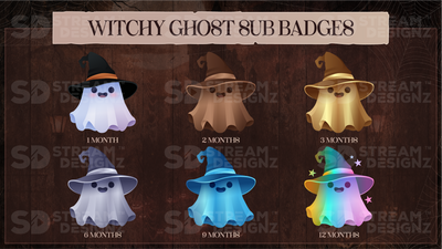 6 pack sub badges preview image witchy ghost stream designz