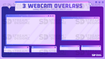 static stream overlay package 3 webcam overlays y2k stream designz