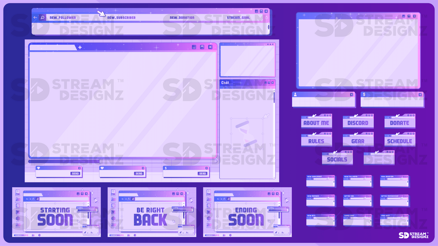 static stream overlay package feature image y2k stream designz