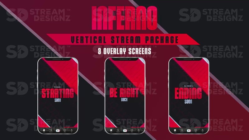 vertical stream overlay package 3 overlay screens inferno stream designz