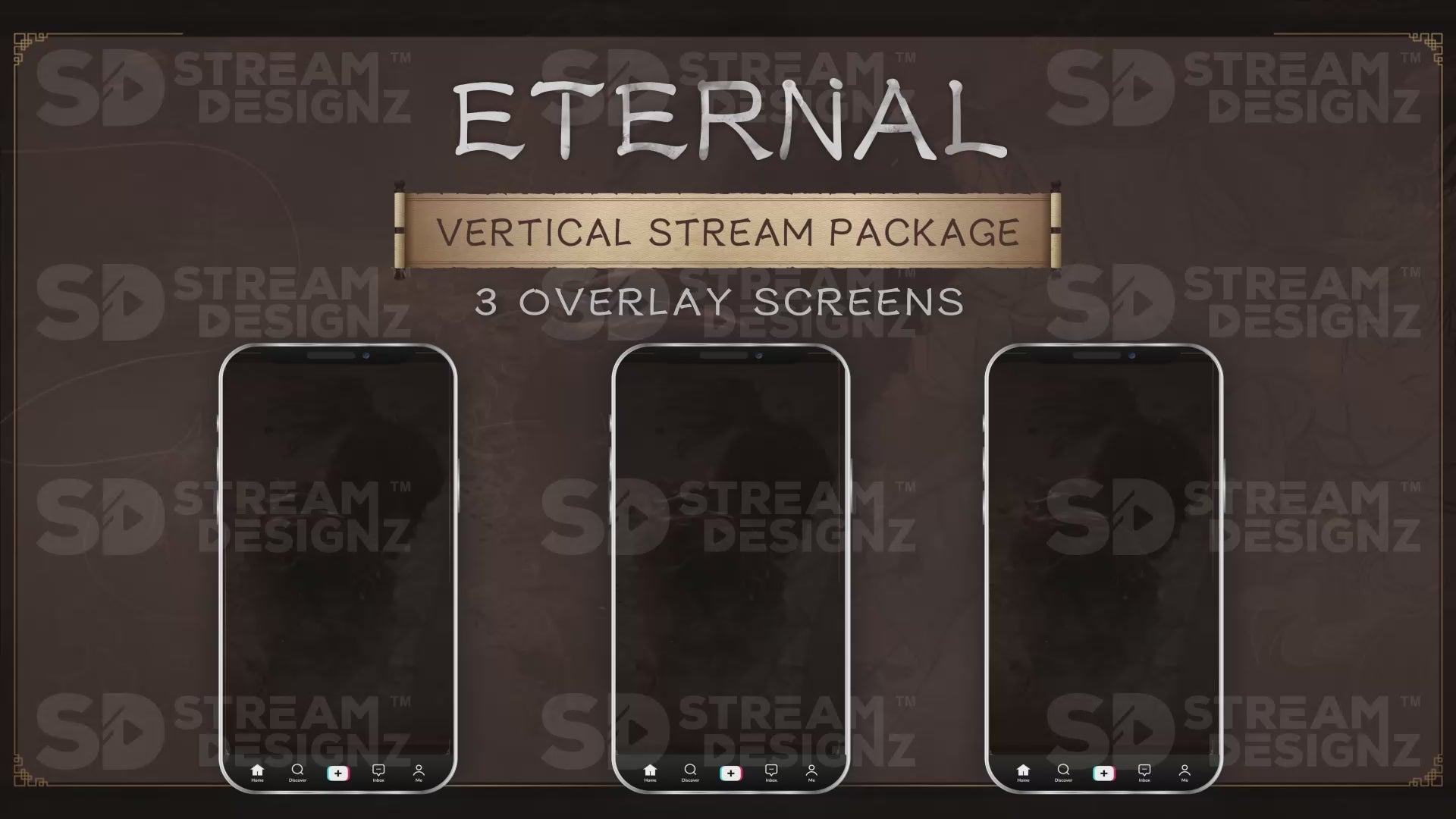 vertical stream overlay package 3 overlay screens eternal stream designz