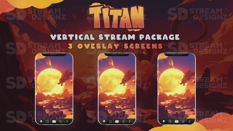 vertical stream overlay package 3 overlay screens titan stream designz