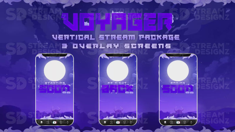 vertical stream overlay package 3 overlay screens voyager stream designz