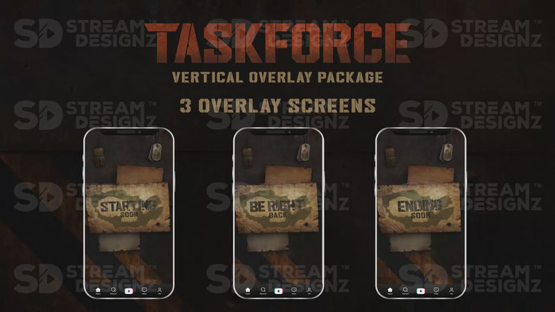 vertical stream overlay package 3 overlay screens taskforce stream designz