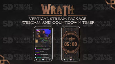vertical stream overlay package webcam and countdown timer wrath stream designz