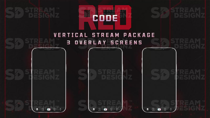 vertical stream overlay package 3 overlay screens code red stream designz