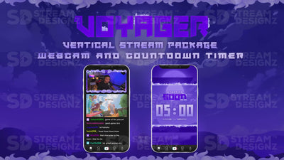 vertical stream overlay package webcam and countdown timer voyager stream designz