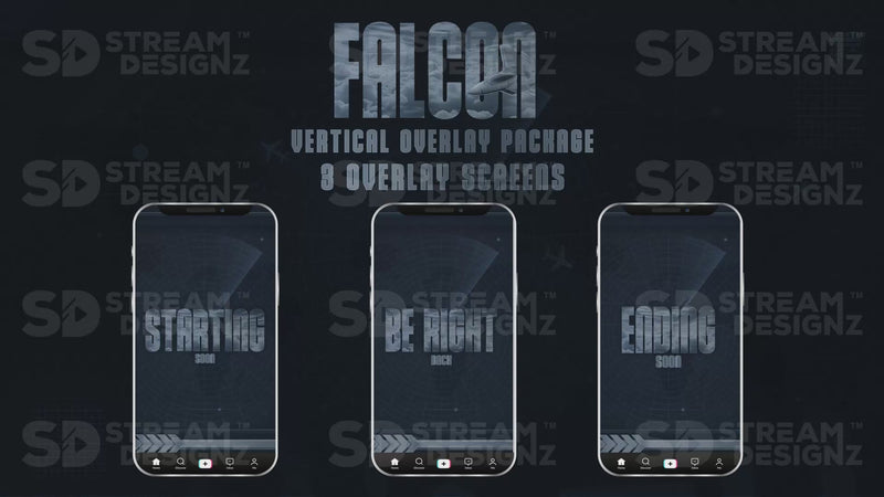vertical stream overlay package 3 overlay screens falcon stream designz