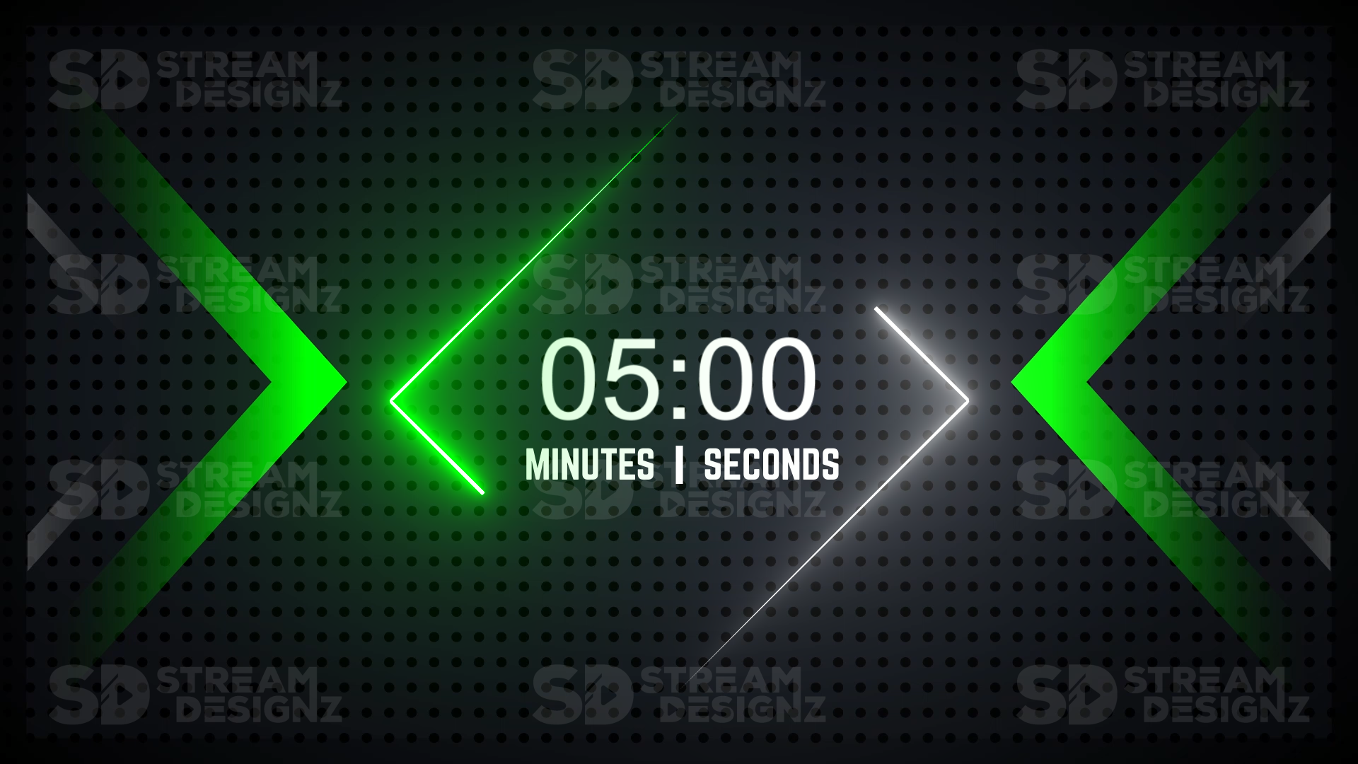 5 minute countdown timer green arrow preview video stream designz