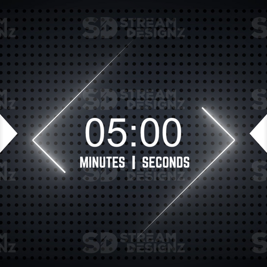 5 minute countdown timer monochrome preview video stream designz