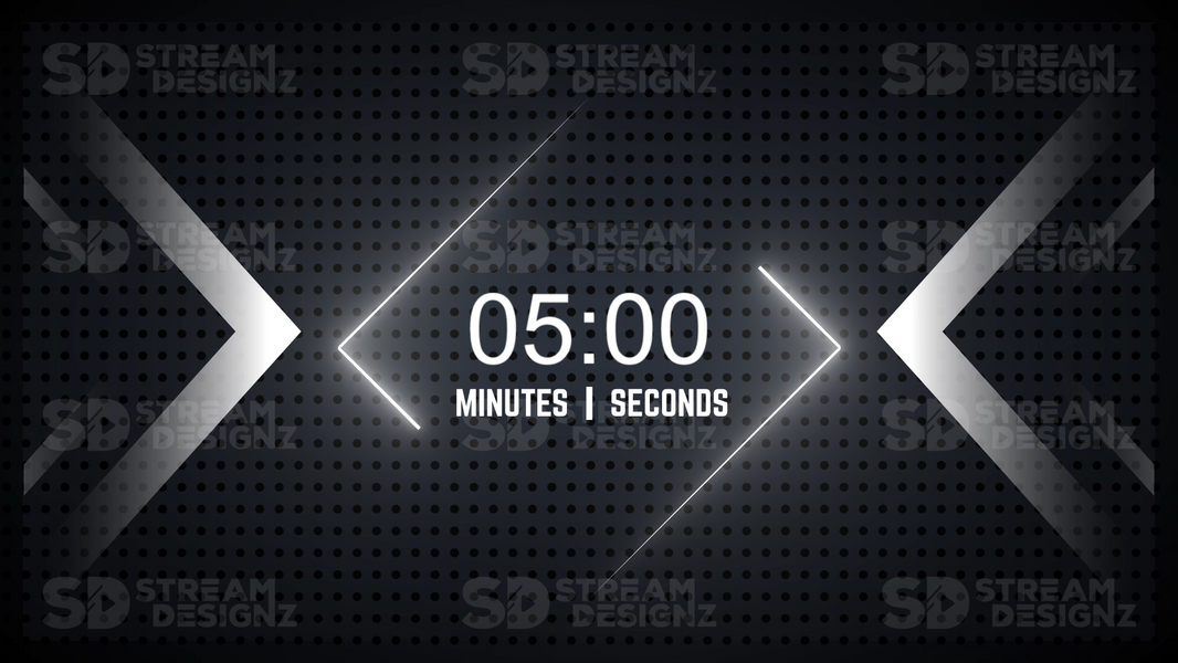5 minute countdown timer monochrome preview video stream designz