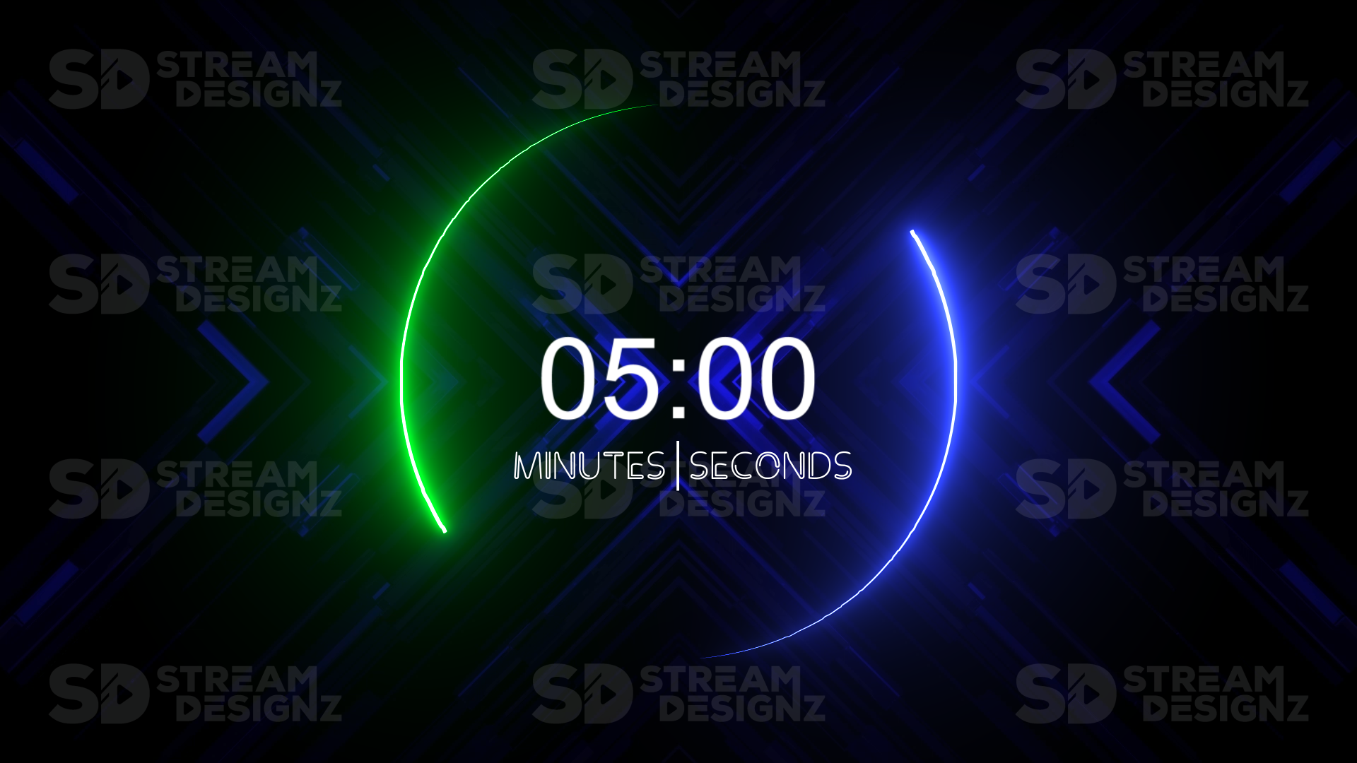 5 minute countdown timer neon preview video stream designz