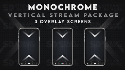 vertical stream overlay package 3 overlay screens monochrome stream designz