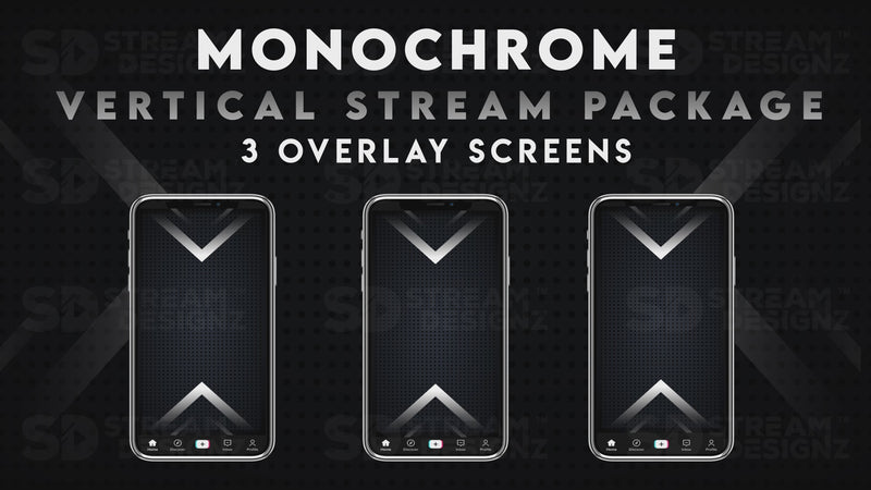 vertical stream overlay package 3 overlay screens monochrome stream designz