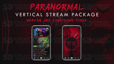 vertical stream overlay package webcam and countdown timer paranormal stream designz