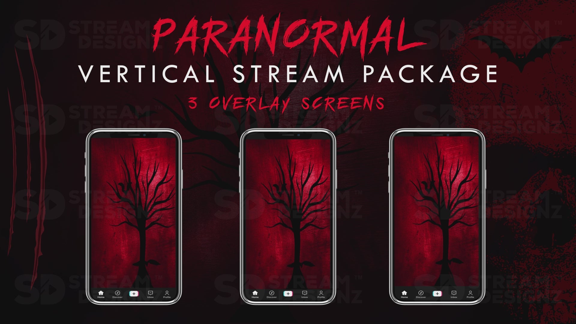 vertical stream overlay package 3 overlay screens paranormal stream designz