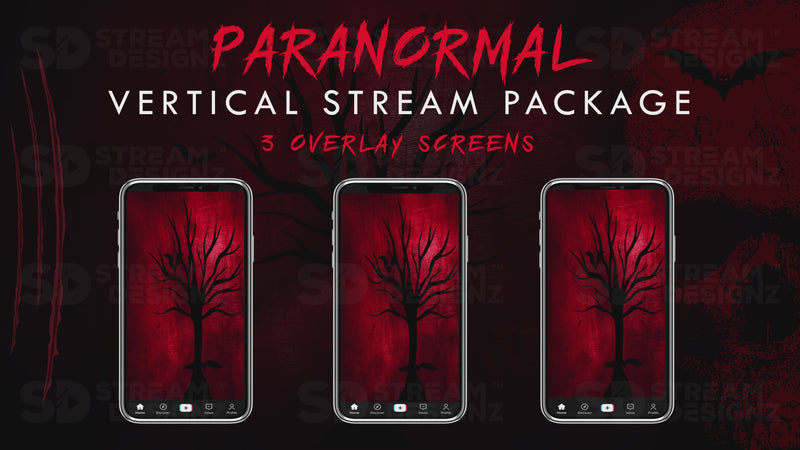 vertical stream overlay package 3 overlay screens paranormal stream designz