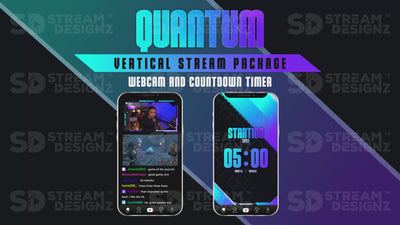 vertical stream overlay package webcam and countdown timer quantum stream designz