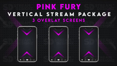 vertical stream overlay package 3 overlay screens pink fury stream designz