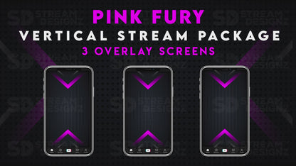 vertical stream overlay package 3 overlay screens pink fury stream designz