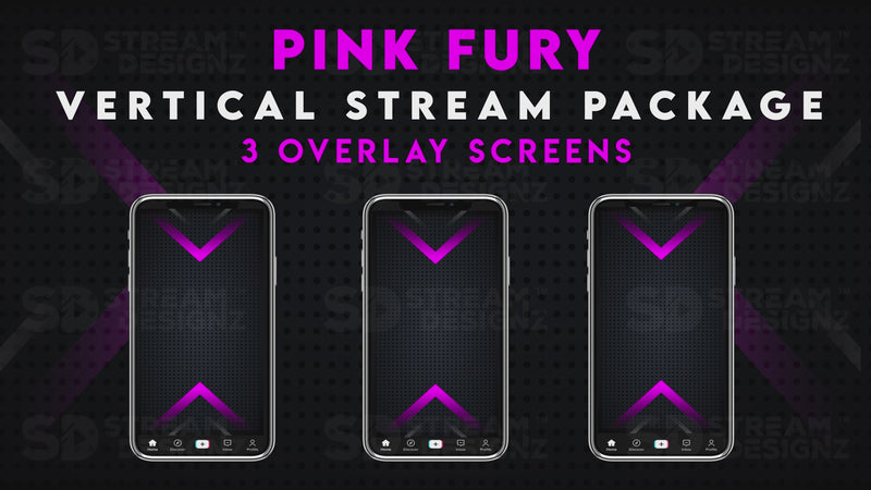 vertical stream overlay package 3 overlay screens pink fury stream designz