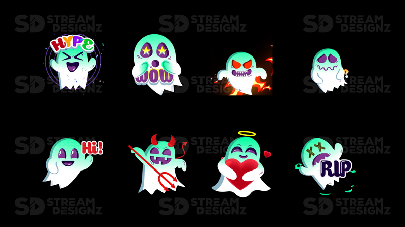 8 Pack Emotes Animated Ghosts Preview Video Stream Designz