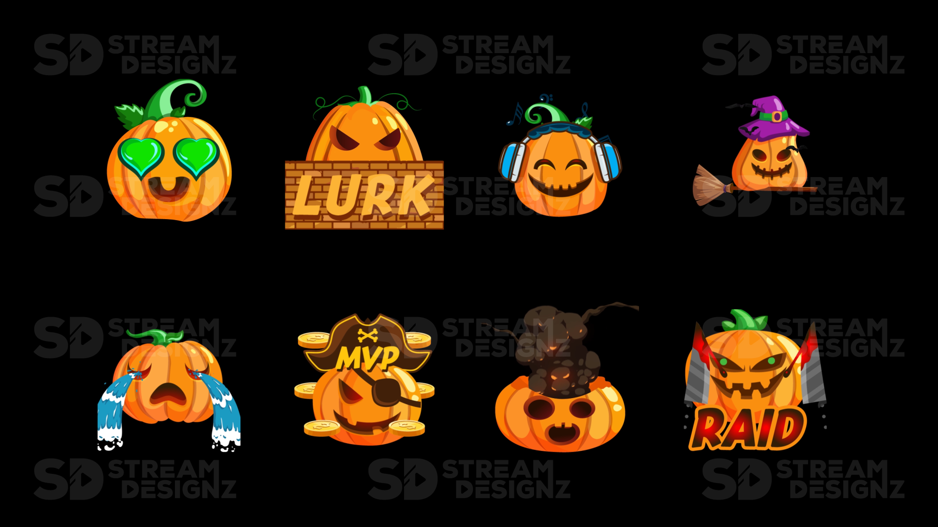 8 pack emotes - pumpkin preview video - stream designz