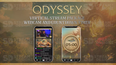 vertical stream overlay package webcam and countdown timer odyssey stream designz