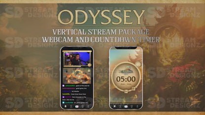 vertical stream overlay package webcam and countdown timer odyssey stream designz
