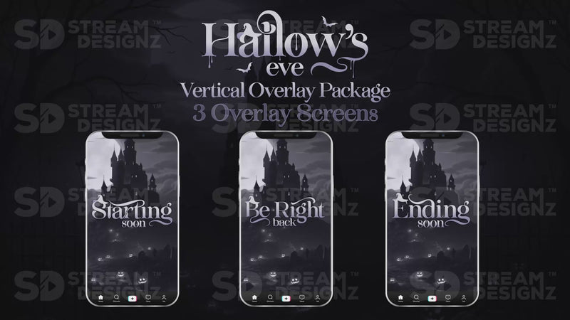 vertical stream overlay package 3 overlay screens hallows eve stream designz