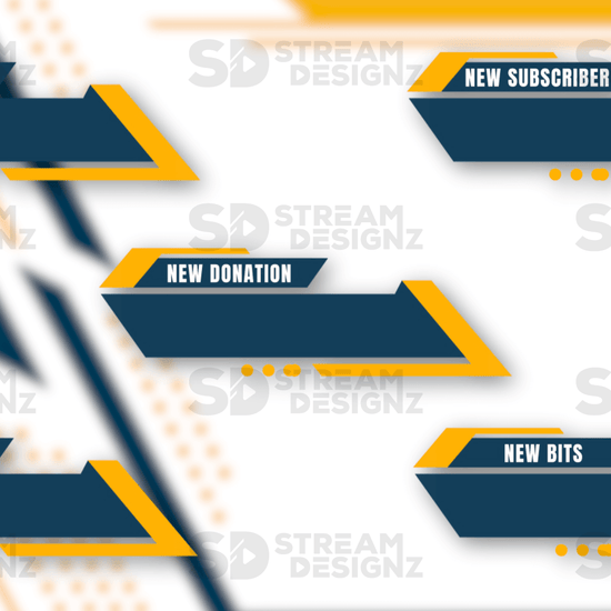 animated stream alerts sleek yellow and blue preview video stream designz