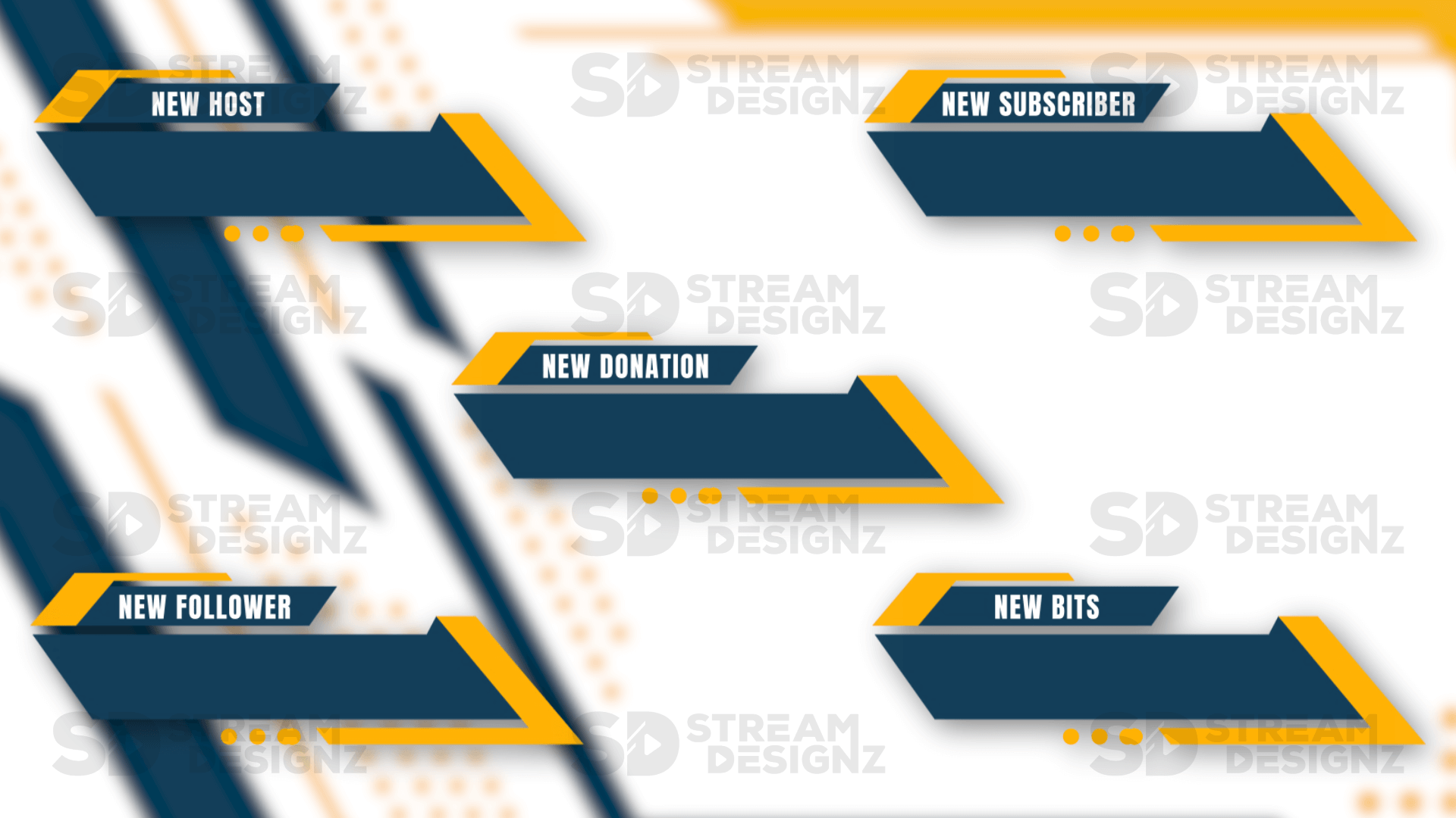 animated stream alerts sleek yellow and blue preview video stream designz