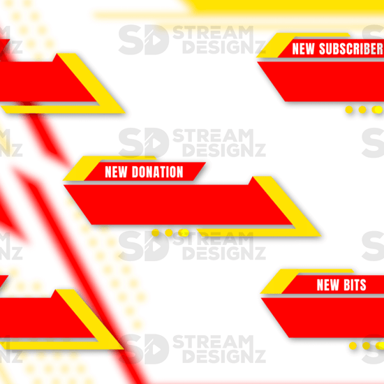 animated stream alerts sleek yellow and red preview video stream designz