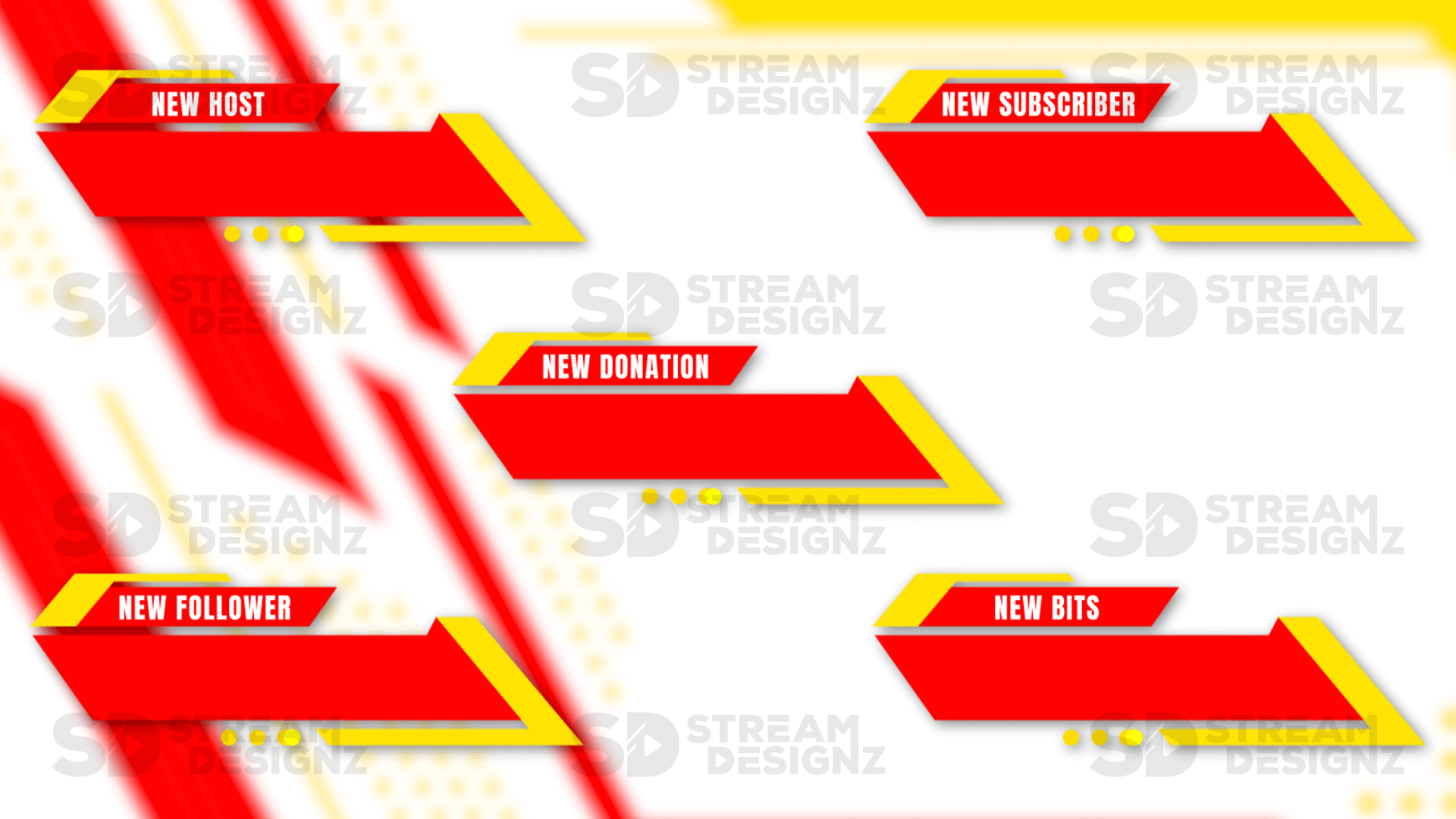 animated stream alerts sleek yellow and red preview video stream designz