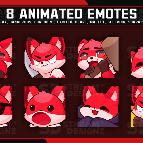 Ultimate stream package 8 animated emotes code red stream designz