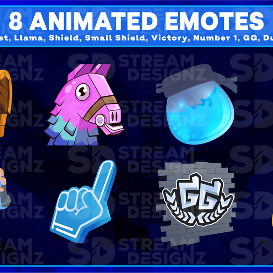 Ultimate stream package 8 animated emotes royale stream designz